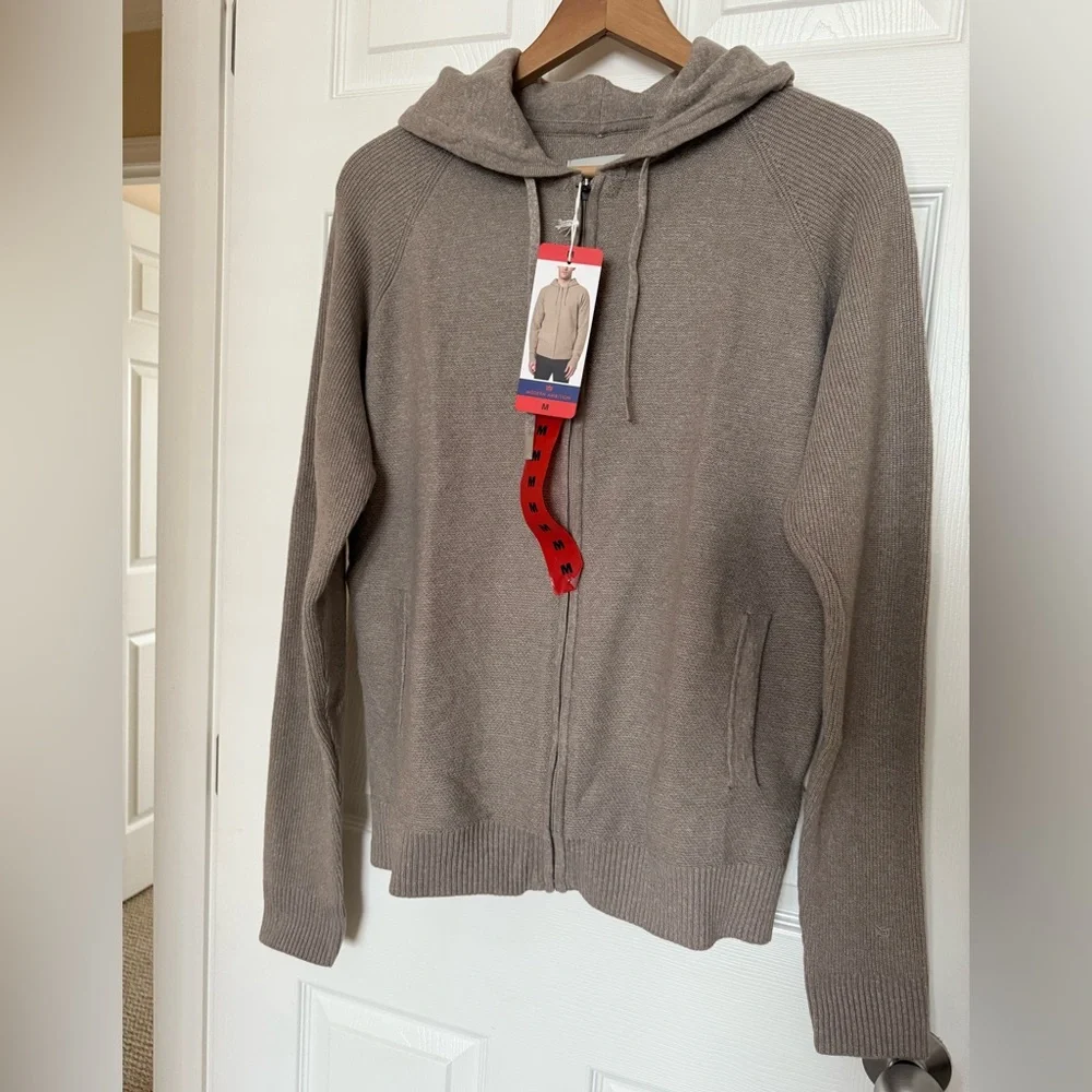 Modern Ambition Taupe Knit Zip Up Hooded Sweater